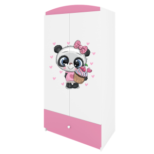 KIDSDREAMS dvoudverova satni skrin vzor panda ruzova