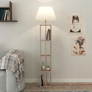 Stojací lampa s regálem RIOGIO, barva dub/bílá