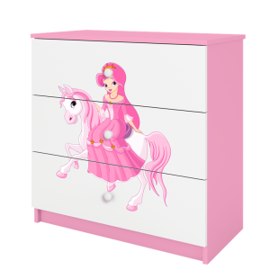 KIDSDREAMS suplikova komoda vzor princezna na koni ruzova
