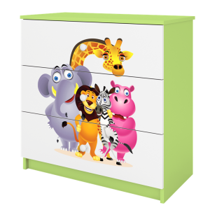 KIDSDREAMS suplikova komoda vzor zoo zelena