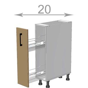 kuchyňská dolní cargo skříňka šířka 20 cm 1 dvířka včetně vysuvného cargo kosa