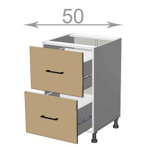 kuchyňská dolní skříňka se zasuvkami šířka 50 cm 2 zasuvky