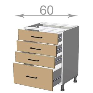 kuchyňská dolní skříňka se zasuvkami šířka 60 cm 4 zasuvky
