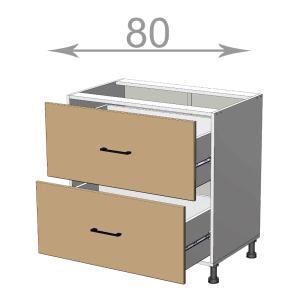 kuchyňská dolní skříňka se zasuvkami šířka 80 cm 2 zasuvky