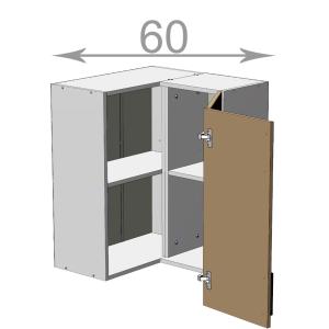 kuchyňská horní rohová skříňka šířka 60 cm 2 dvířka lomene