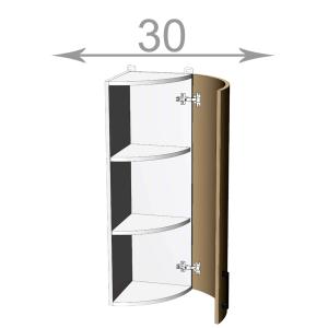 kuchyňská horní vysoká rohová skříňka šířka 30 cm 1 dvířka okruhle