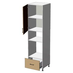 Capri HL602344, kuchyňská vysoká potravinová skříň na vestavnou troubu a mikrovlnku v. 234 cm š.60, korpus grafit, dvířka dub Artisan