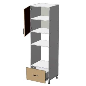 kuchyňská vysoká potravinová skříň na vestavnou ruru a mikrovlnku šířka 60 cm 1 suplik 1 dvířka