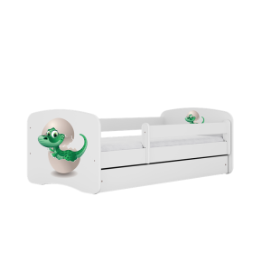 KIDSDREAMS detska postel se zasuvkou 80x180 vzor dinosaurus bila