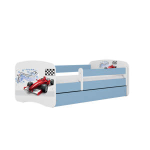 KIDSDREAMS detska postel se zasuvkou 80x180 vzor formule modra