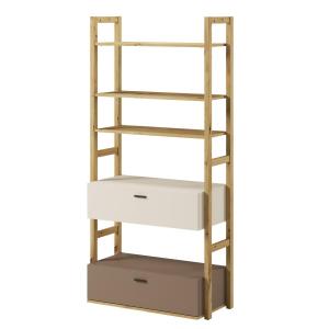 MIRALE regál se 2 zásuvkami 85, barva dub artisan/béžová/lanýž 