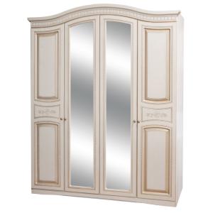 NIKA šatní skříň 4D, bílé dřevo/patina