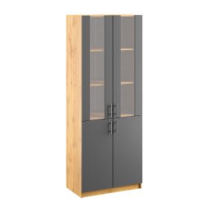 KANTOR KIT vysoká skříň N05, antracit / dub Apalačský