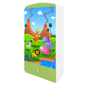 KIDSDREAMS dvoudverova satni skrin vzor safari zelena