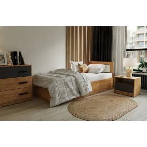 VABOXY postel s roštem 90x200 cm, barva dub artisan/satin 