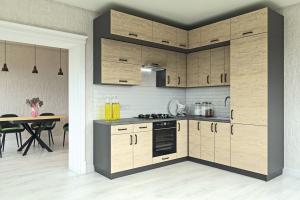 HORIZON R3PA moderní kuchyně 230 x 230, dub přímořský / grafit